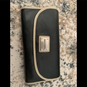 Danier black/cream large leather wallet